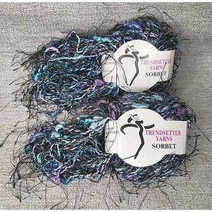 Trendsetter Yarns Sorbet Color 115 Dye Lot 016 2 Balls Black Purple Turquoise